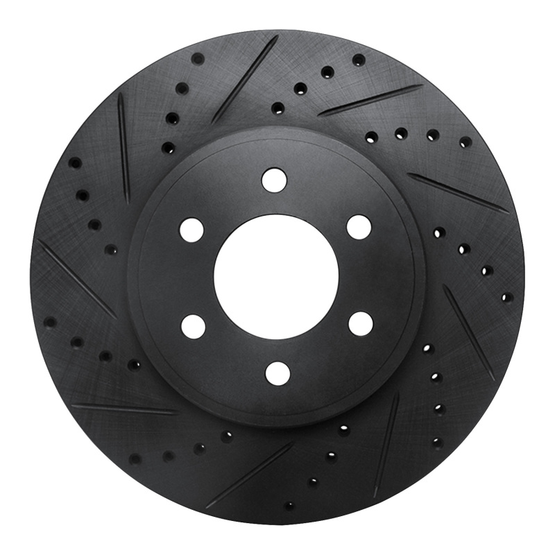 Dodge Durango Brake Rotor (1) - Front Left - R1 Concepts - Drilled & Slotted - Black - 2003